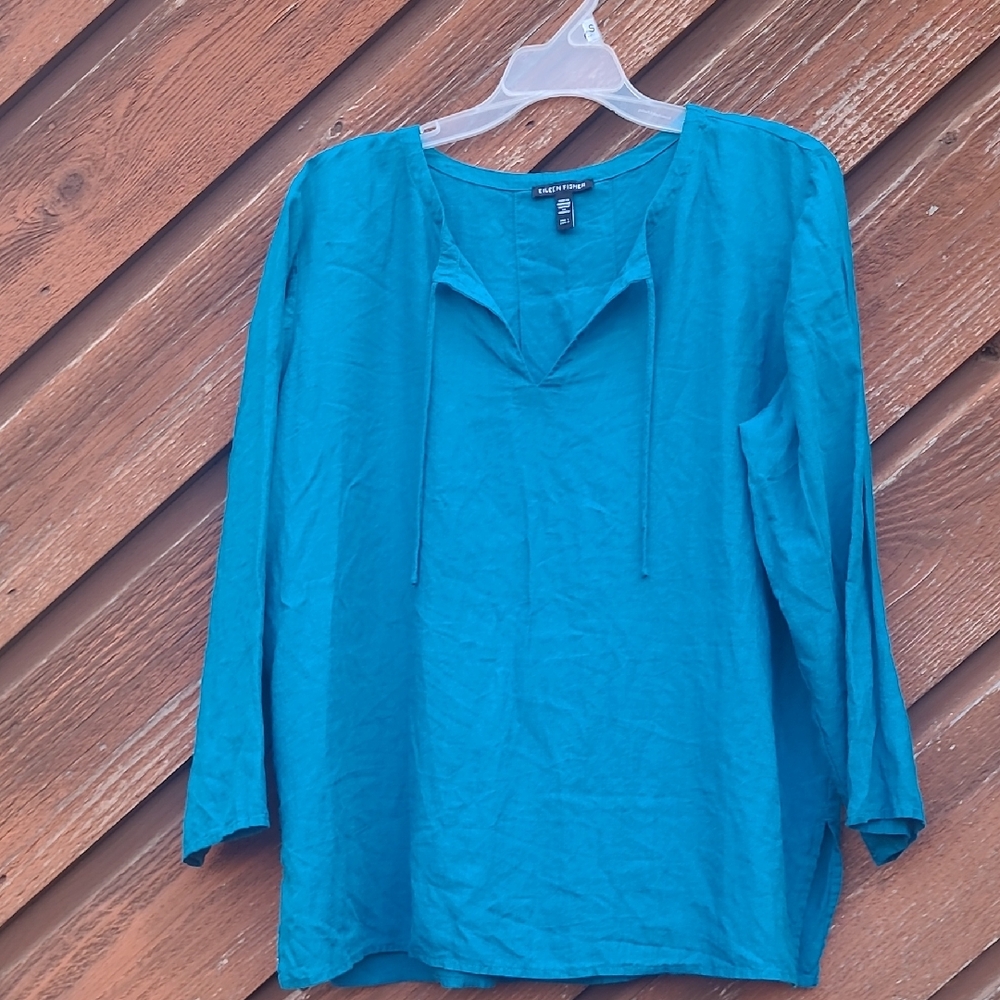 Eileen Fisher Vibrant Organic Linen Blouse